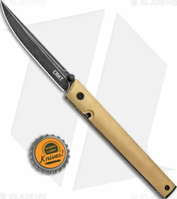 Hot Cheap Crkt Ceo Liner Lock Blade Hq Exclusive Knife Brass (3.11 Black Stonewash D2) Pocket Knives