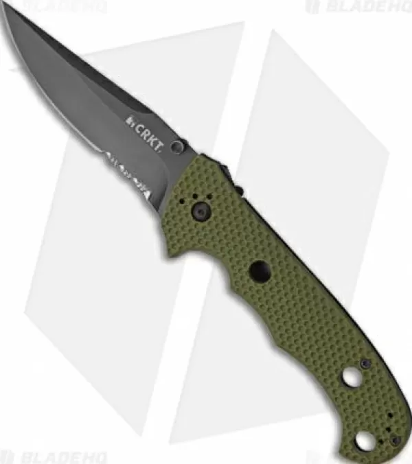 New Cheap Crkt Hammond Cruiser Liner Lock Knife Od Green (3.75 Black Serr) 7914Dkg Pocket Knives