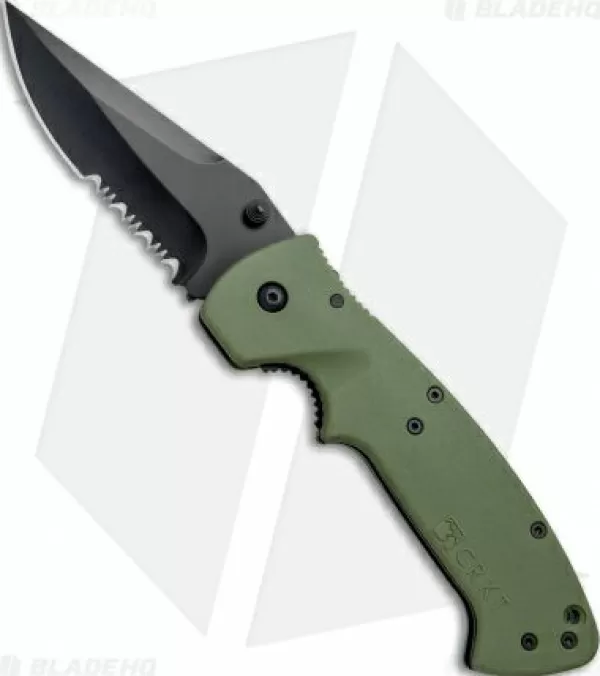 Clearance Discount Online Crkt Crawford Kasper Liner Lock Knife Od Green Zytel (3.75 Black Serr) 6783Kod Pocket Knives