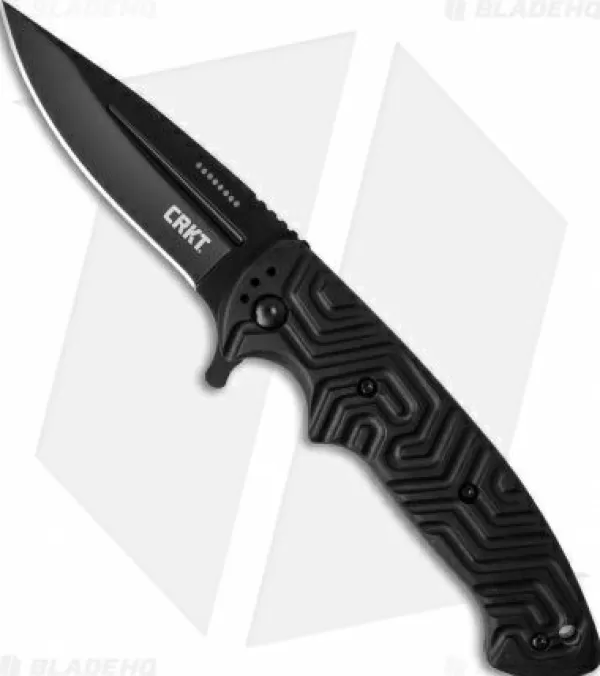 Clearance Gift Selection Crkt Acquisition Liner Lock Flipper Knife Black Grn (3.4 Black) 2037 Pocket Knives