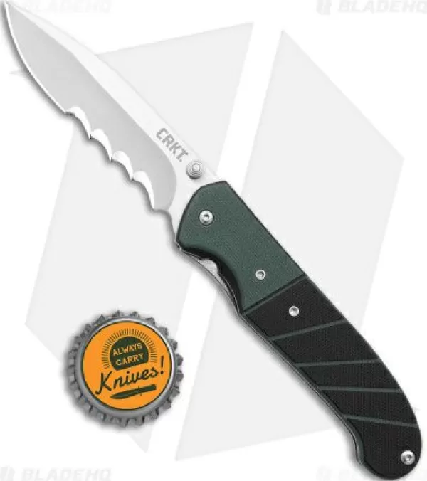Best Gift Selection Crkt Ignitor Spring Assisted Knife Black & Green G-10 (3.38 Satin Serr) 6855 Spring Assisted Knives