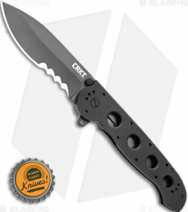 Cheap Low Price Crkt Carson M21-14G Big Dog Flipper Knife Black G-10 (3.875 Black Serr) Pocket Knives