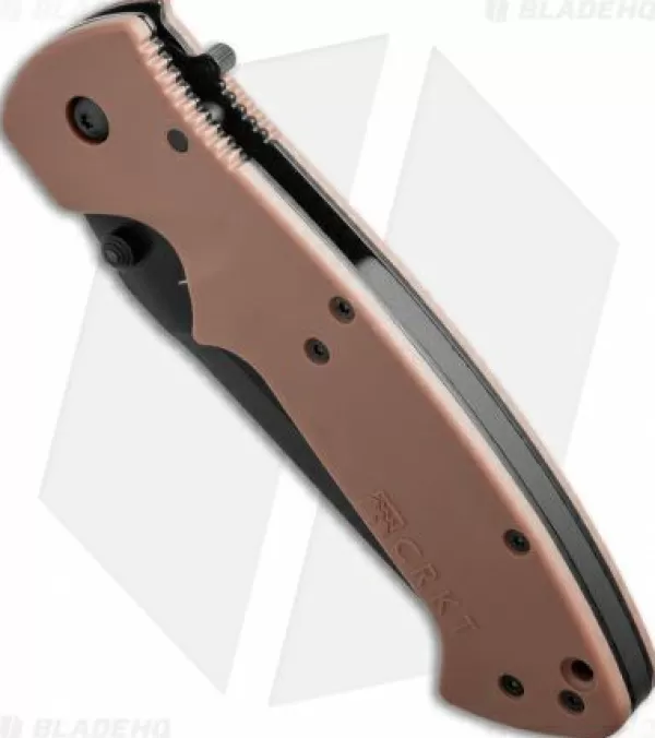 Clearance Low Price Crkt Crawford Kasper Liner Lock Knife Tan Zytel (3.75 Black Serr) 6783Db Pocket Knives