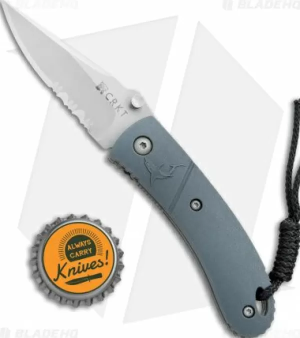 Clearance Quick Delivery Crkt Lightfoot Urban Shark Liner Lock Knife Gray (2.5 Satin Serr) Pocket Knives