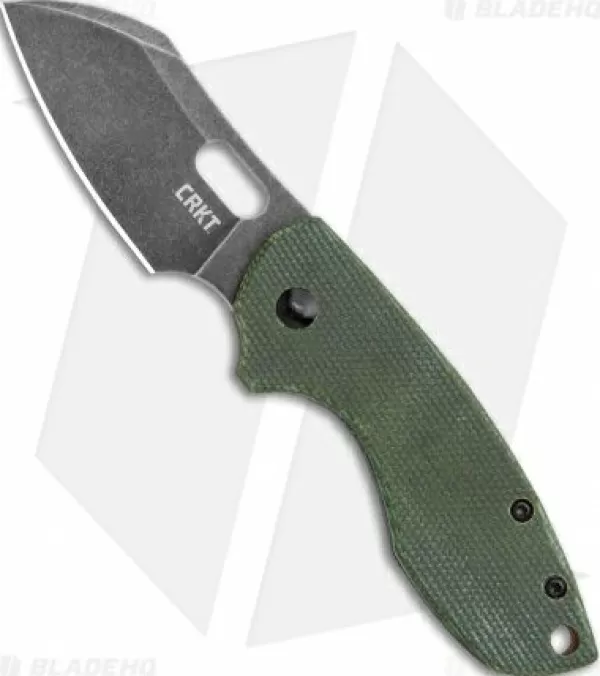 Cheap Unique Crkt Pilar Exclusive Frame Lock Knife Green Micarta (2.4 Smokewash D2) Pocket Knives