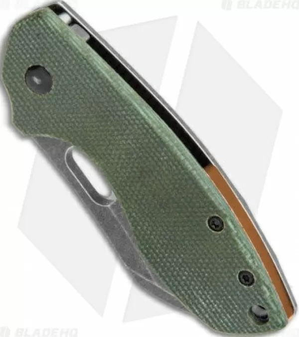 Cheap Unique Crkt Pilar Exclusive Frame Lock Knife Green Micarta (2.4 Smokewash D2) Pocket Knives